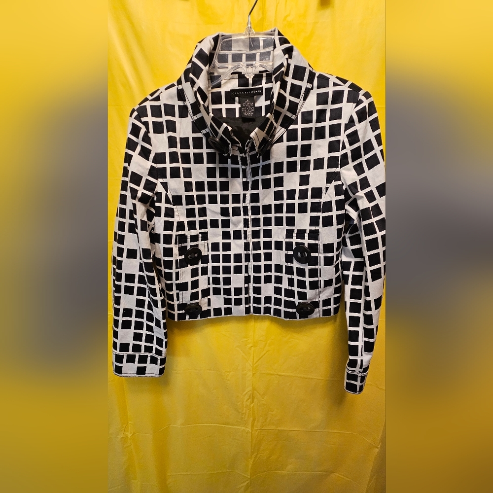 GRACE ELEMENTS  Women's black & white plaid Jacket 6